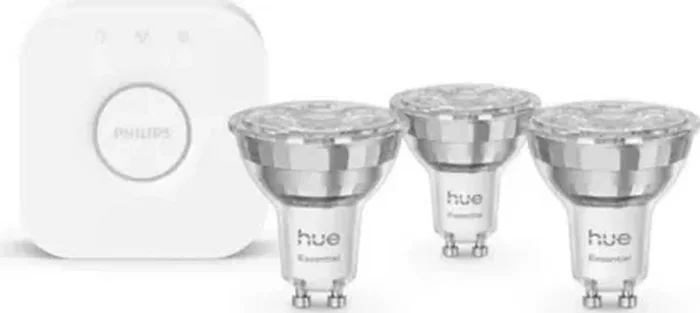 Philips Hue White and Color Ambiance Essential Starter Kit Juego de Iluminación Inalámbrico Bombilla LED Foco GU10 4.7W (3 Unidades)