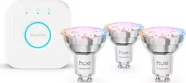 Philips Hue White and Color Ambiance Essential Starter Kit Juego de Iluminación Inalámbrico Bombilla LED Foco GU10 4.7W (3 Unidades)