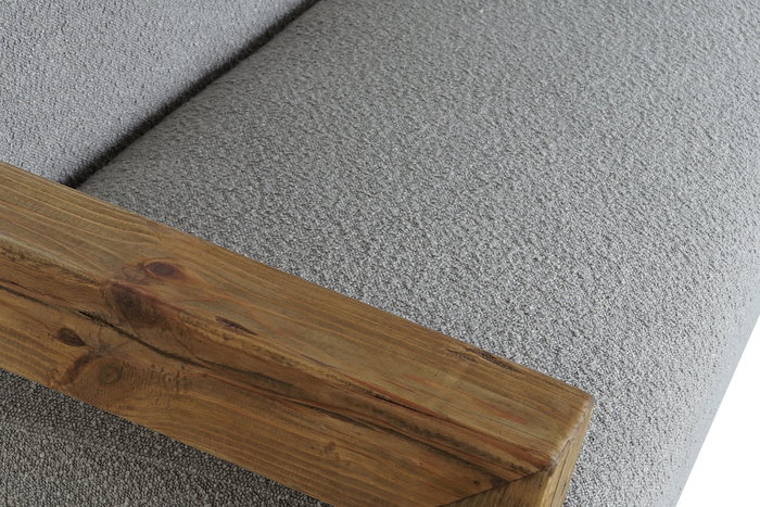 DKD Home Decor Sofá Gris Claro Natural 221 x 94 x 83 cm Boucle Poliester Madera Reciclada