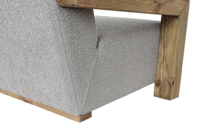 DKD Home Decor Sofá Gris Claro Natural 221 x 94 x 83 cm Boucle Poliester Madera Reciclada