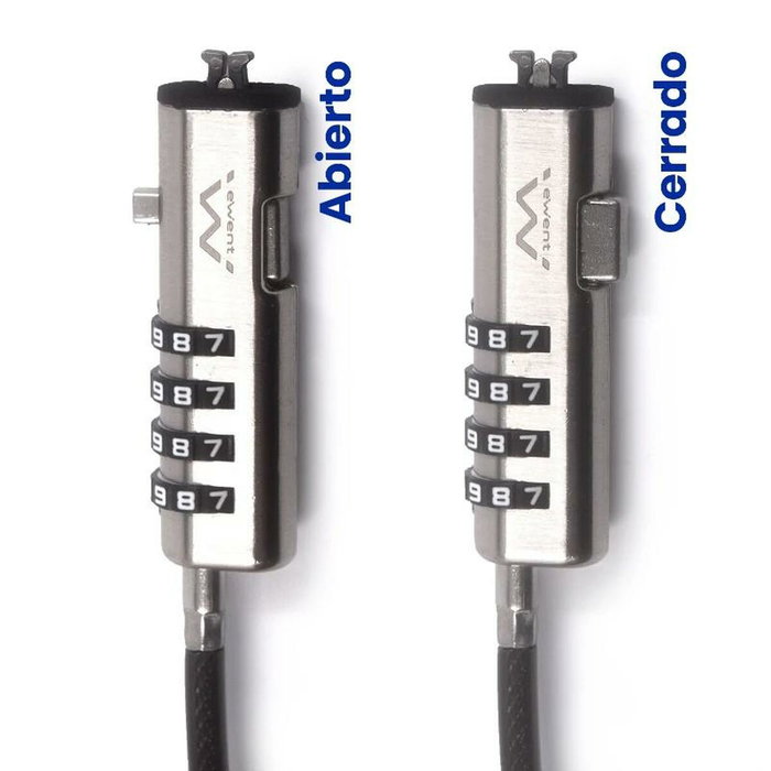 Ewent EW1238 Cable de Seguridad con Combinación Nano, 1.8 m, Negro
