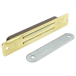 Herrajes Alk Cierre Magnetico Rectangular Embutir Laton 12Kg 96X16 Con Placa Para Puerta Corredera, Montaje Tirafondo