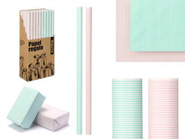 Arte Regal Rollo Papel Regalo 70x200 cm Rayas Rosa Palo Menta (Set de 50)