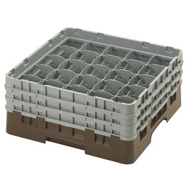CAMBRO - 25S638-167 - Cesta de lavado 25 comp. 3 alturas - 8,7 cm Ø máx. - alt. máx. 17,6 cm - 50 x 50 x 22,5 cm - Castaño