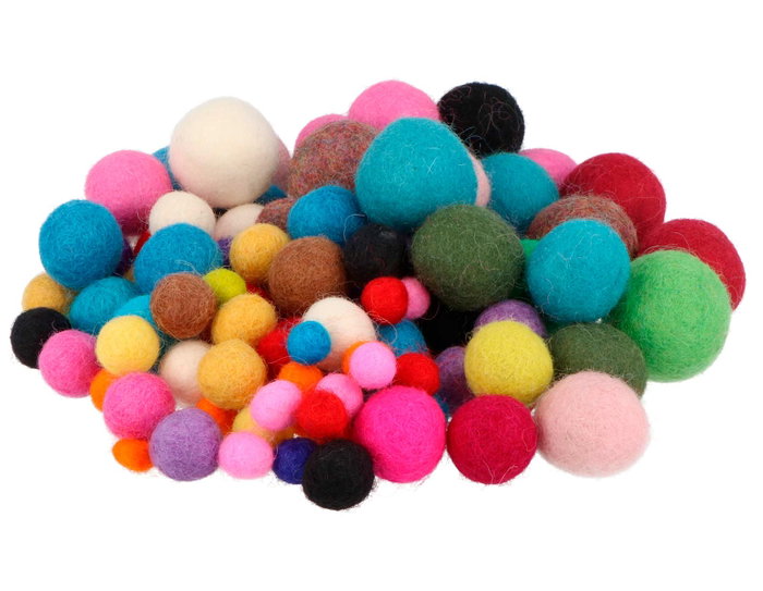Innspiro Bolas de Fieltro de Lana Colores 5 Tallas Surtidas 100u. Innspiro Bolas de Fieltro de Lana Colores 5 Tallas Surtidas 100u.