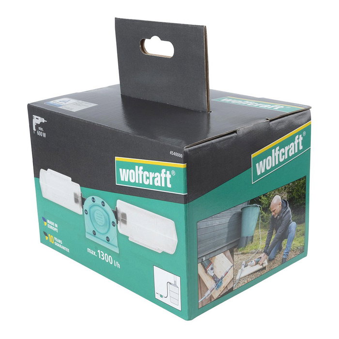 Wolfcraft Solid - Bomba para taladro, 1300 l/h, ideal para bombear agua no potable en pequeños volúmenes, con autoaspiración hasta 3m, certificación TÜV