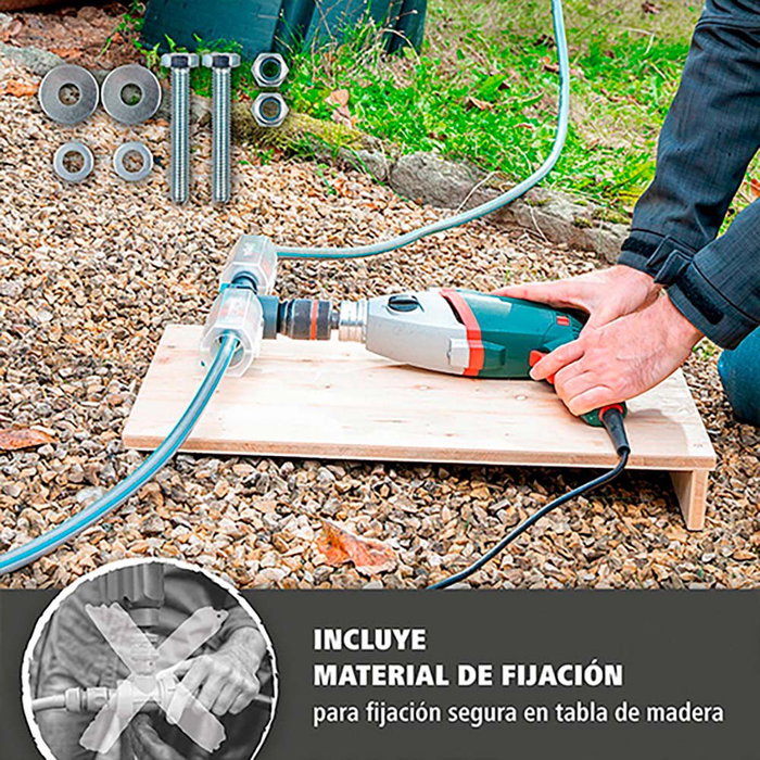 Wolfcraft Solid - Bomba para taladro, 1300 l/h, ideal para bombear agua no potable en pequeños volúmenes, con autoaspiración hasta 3m, certificación TÜV