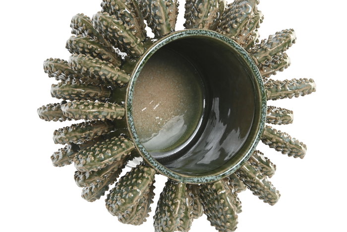 DKD Home Decor Jarrón de Gres Cactus Verde 24x24x17 cm