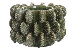 DKD Home Decor Jarrón de Gres Cactus Verde 24x24x17 cm