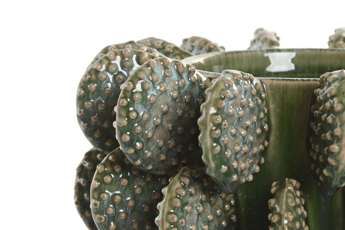 DKD Home Decor Jarrón de Gres Cactus Verde 24x24x17 cm