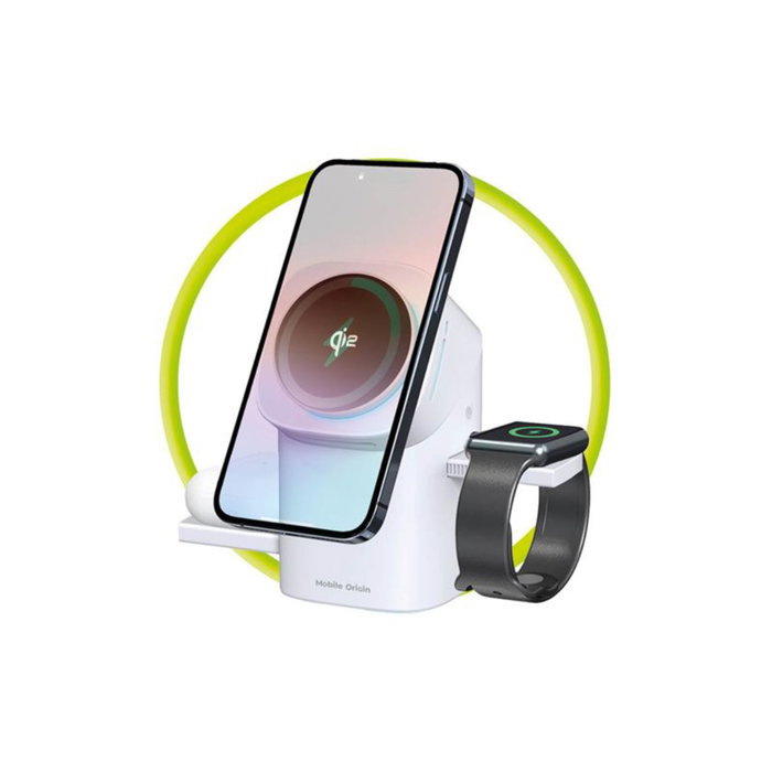 Mobile Origin 3in1 Wireless Qi2 Charging Station PW11 blanco