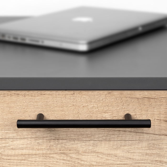 Emuca Lote de 10 tiradores para mueble Miami, L272mm, intereje 192mm, Acero inoxidable, Pintado negro