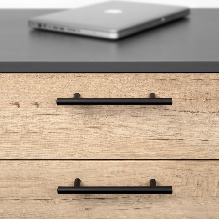 Emuca Lote de 10 tiradores para mueble Miami, L272mm, intereje 192mm, Acero inoxidable, Pintado negro