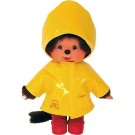 Bandai Monchhichi Impermeable Icónico 20 cm Amarillo con Botas Rojas