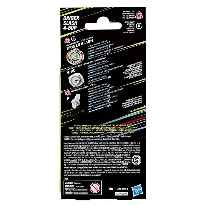 Beyblade X-Over Project Driger Slash 4-80P, Peonza y Lanzador de Tipo Equilibrio, a partir de 8 años