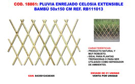 Pluvia Enrejado Celosía Extensible Bambú 50x150 cm RB111013