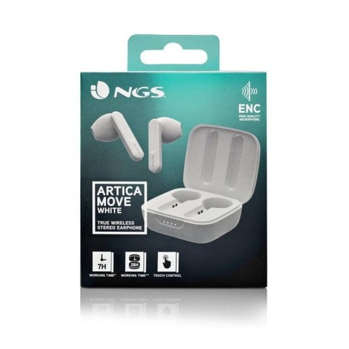 NGS Ártica Move Auriculares Bluetooth 5.3 Blancos con Estuche de Carga de 400mAh NGS Ártica Move Auriculares Bluetooth 5.3 Blancos con Estuche de Carga de 400mAh