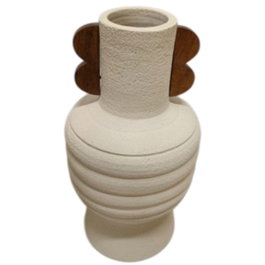 DKD Home Decor Jarrón de Terracota y Mango con Asas Crudo