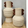 DKD Home Decor Jarrón de Terracota y Mango con Asas Crudo