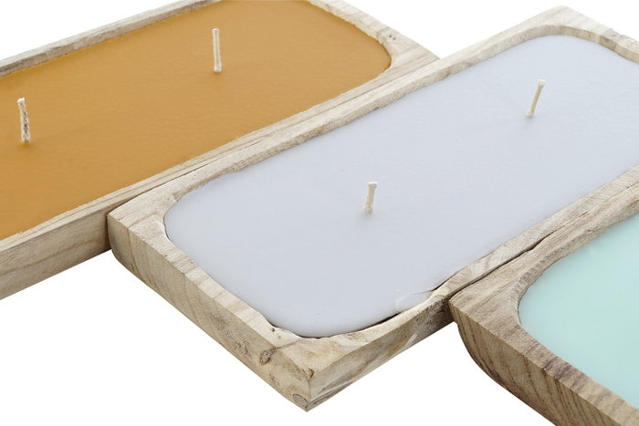 DKD Home Decor Set de 3 Velas de Cera de Parafina y Pino Color Jungle