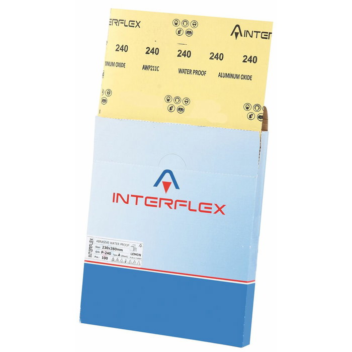 Papel de lija INTERFLEX 23 x 28 cm Óxido de aluminio 50 Unidades Papel de lija INTERFLEX 23 x 28 cm Óxido de aluminio 50 Unidades