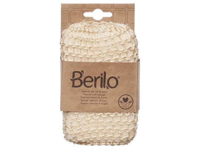 Berilo Esponja Normal Trenzada con Asa Natural Sisal y Espuma 14 x 6.5 x 9 cm (Set de 24)