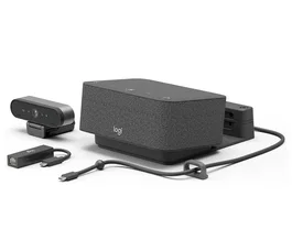 Logitech Sistema de Videoconferencia Personal Logi Dock Focus Room Kit 991-solicito código -000457 con Webcam Brio Ultra HD Pro, 4K Ultra HD, 90 fps, Zoom 5x, Grafito