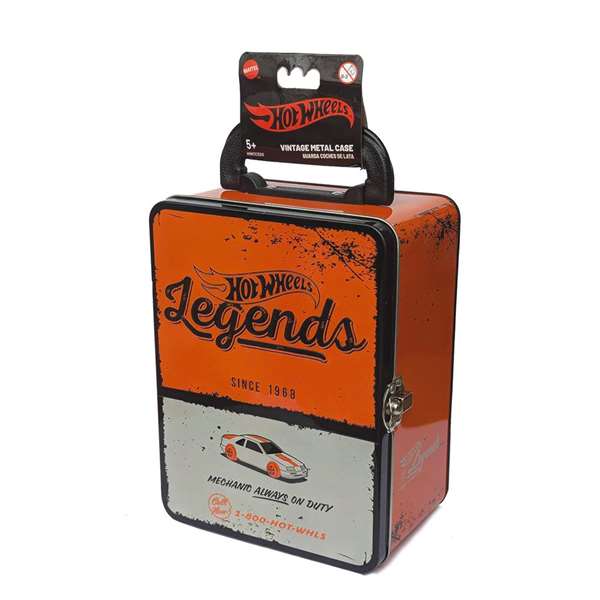 Hot Wheels Maletín Metálico Vintage para 18 Coches con Parrilla Organizadora Interior - Modelos Surtidos
