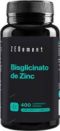 ZENEMENT Bisglicinato de Zinc 400 Comprimidos - Antioxidante, Sistema Inmune, Piel y Visión, Alta Biodisponibilidad, Vegano
