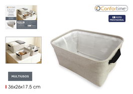 Inde Cesta de Almacenaje Rectangular para Organización, 36 x 26 x 17.5 cm, Color Natural (12 Unidades)