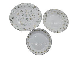 DKD Home Decor Plato de Vidrio Opal Floral Simil Porcelana Verde y Amarillo