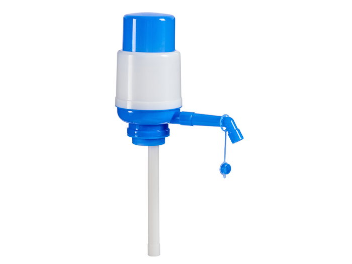 Leknes Bomba de Agua Manual Adaptable Plástico Polipropileno Azul Blanco 9 x 18.5 x 9 cm para Botellas 2500-10000 ml (Set de 18)