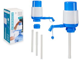 Leknes Bomba de Agua Manual Adaptable Plástico Polipropileno Azul Blanco 9 x 18.5 x 9 cm para Botellas 2500-10000 ml (Set de 18)