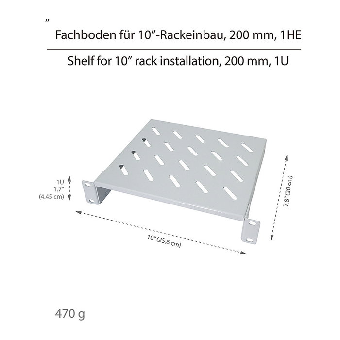 LogiLink Estante en voladizo 10 pulg 200 mm 1U gris