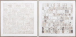 DKD Home Decor Urban Cuadro Abstracto 82.5x82 cm Beige y Blanco, Lienzo y Pino, 2 Unidades