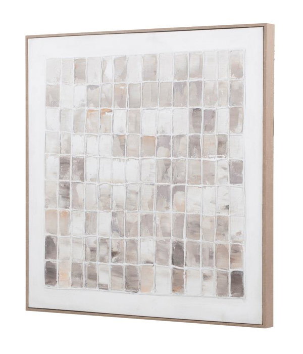DKD Home Decor Urban Cuadro Abstracto 82.5x82 cm Beige y Blanco, Lienzo y Pino, 2 Unidades