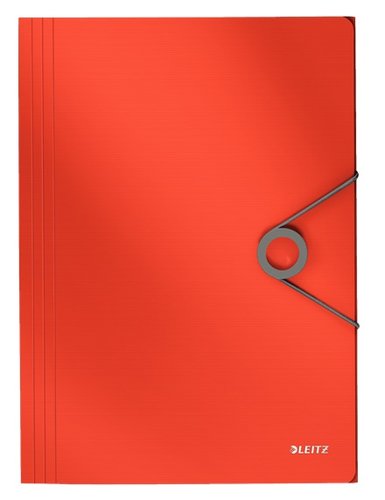 Leitz Carpeta Solid con tres solapas y gomas, DIN A4, Rojo