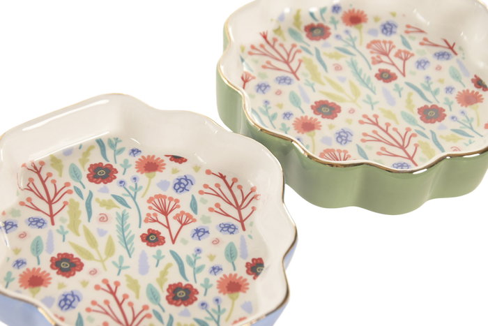 DKD Home Decor Bandeja Vaciabolsillos de Cerámica 13x13x3 cm Surtida