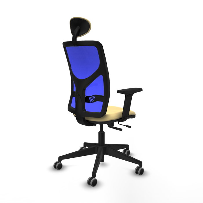 PIQUERAS Y CRESPO Silla de oficina Motilla con mecanismo Sincro/Traslack, Azul y Crema