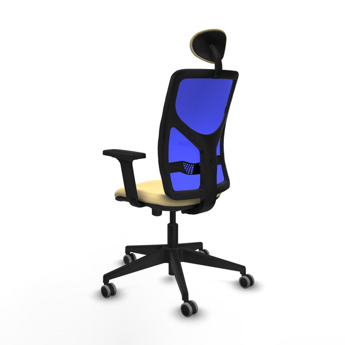 PIQUERAS Y CRESPO Silla de oficina Motilla con mecanismo Sincro/Traslack, Azul y Crema