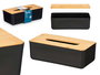 Berilo Porta Pañuelos Negro con Tapa Bambú 26 cm (Set de 8)
