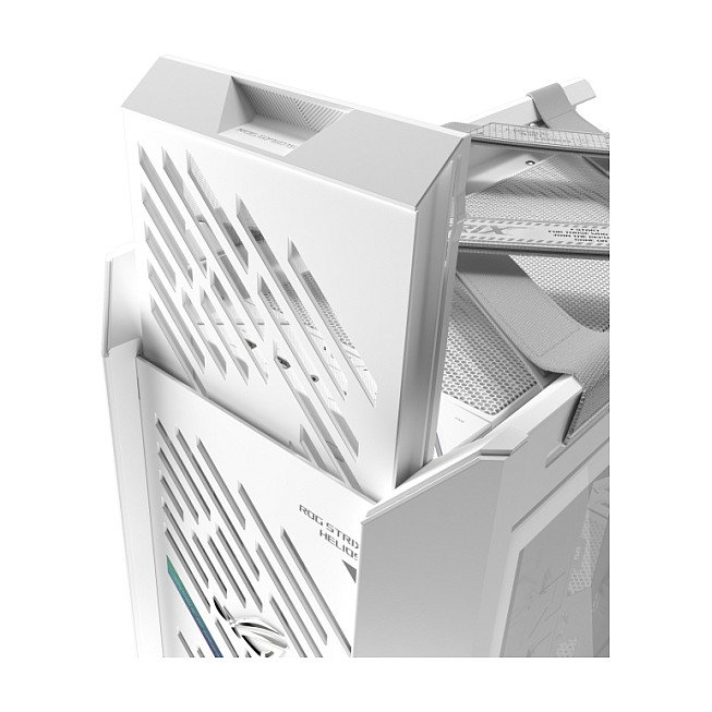 ASUS ROG Strix Helios II GX601S Caja Gaming Midi Tower, Blanco, Cristal Templado, RGB, ATX, E-ATX, Aluminio, con Ventiladores, para PC