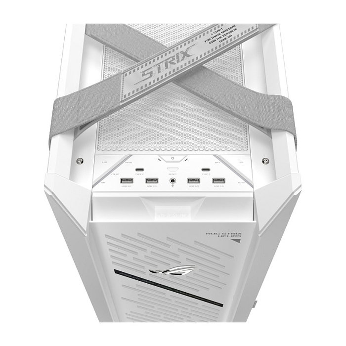 ASUS ROG Strix Helios II GX601S Caja Gaming Midi Tower, Blanco, Cristal Templado, RGB, ATX, E-ATX, Aluminio, con Ventiladores, para PC