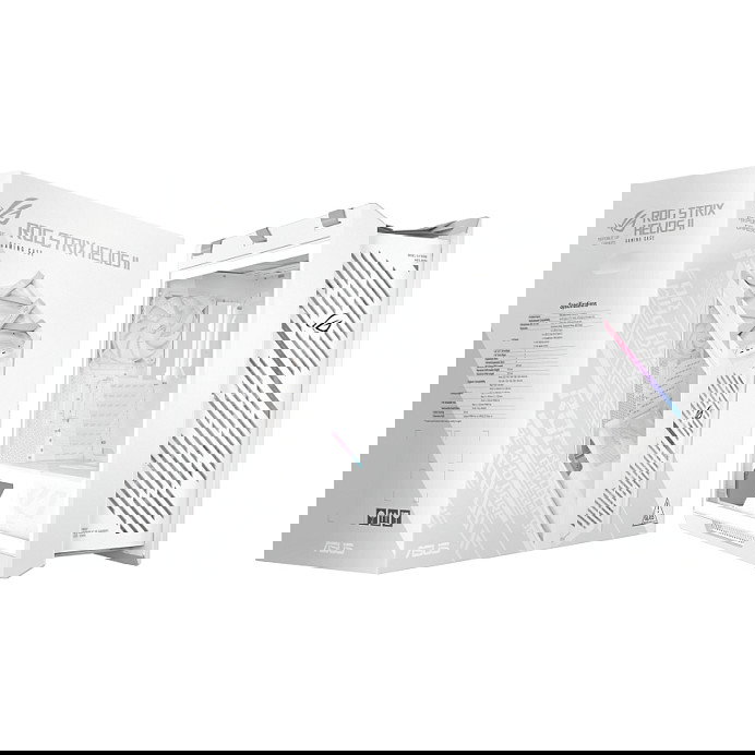 ASUS ROG Strix Helios II GX601S Caja Gaming Midi Tower, Blanco, Cristal Templado, RGB, ATX, E-ATX, Aluminio, con Ventiladores, para PC