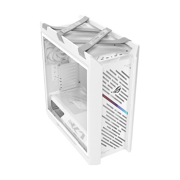 ASUS ROG Strix Helios II GX601S Caja Gaming Midi Tower, Blanco, Cristal Templado, RGB, ATX, E-ATX, Aluminio, con Ventiladores, para PC