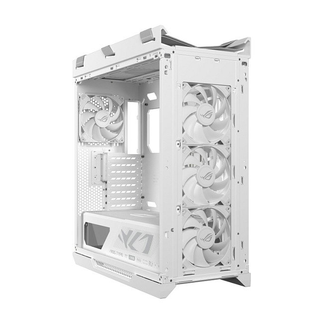 ASUS ROG Strix Helios II GX601S Caja Gaming Midi Tower, Blanco, Cristal Templado, RGB, ATX, E-ATX, Aluminio, con Ventiladores, para PC