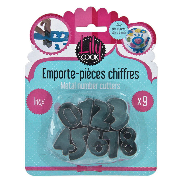 Lily Cook Juego De 9 Cortadores Numéricos Acero Inoxidable Lily Cook Juego De 9 Cortadores Numéricos Acero Inoxidable