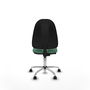 Silla de oficina Algarra con mecanismo Contacto permanente básico tapizada con Tela color Verde esmeralda. Equipada con Base cromada, Sin brazos y Ruedas autofrenantes