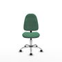 Silla de oficina Algarra con mecanismo Contacto permanente básico tapizada con Tela color Verde esmeralda. Equipada con Base cromada, Sin brazos y Ruedas autofrenantes