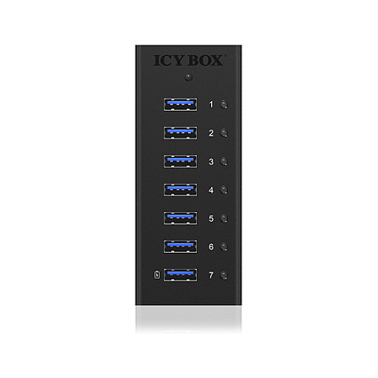 ICY BOX IB-AC618 Hub USB 3.0 de 7 puertos, Aluminio, Negro ICY BOX IB-AC618 Hub USB 3.0 de 7 puertos, Aluminio, Negro